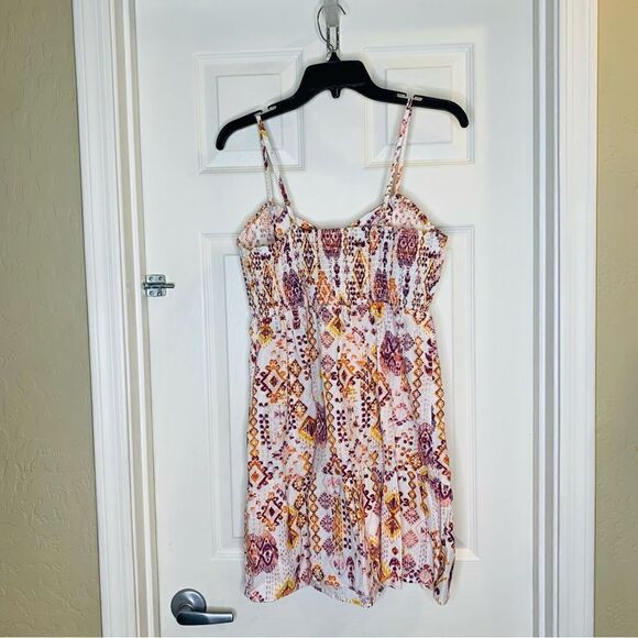 Jolie & Joy Juniors Mosaic Smocked Button Front Dress Size Large - Picture 7 of 14